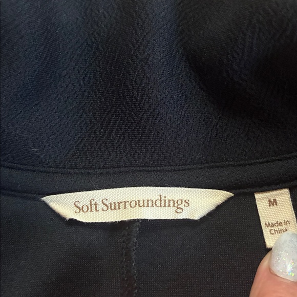 Soft Surroundings Blazer Black Colorful floral statement collar size M Unique - Picture 5 of 12